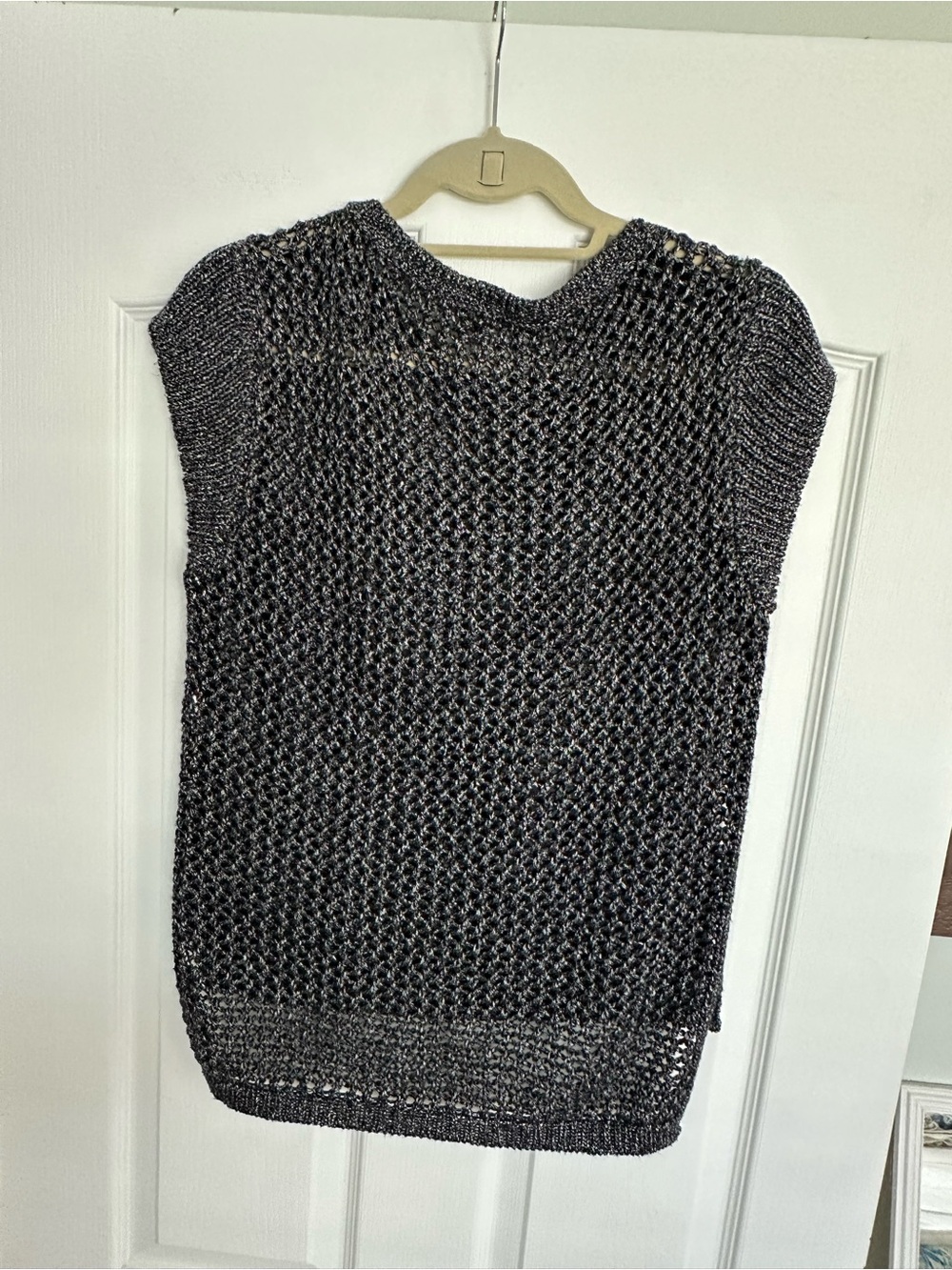 White House Black Market NWOT Open-Knit Sleeveless Top - Charcoal